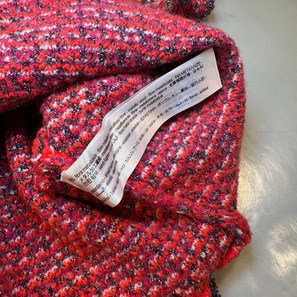 Zara Cropped Blouse Plaid Tweed Sweater Top Womens Knit Ruffled Sleeves Wool - Picture 7 of 16